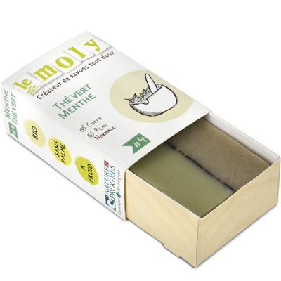 Savon Thé Vert Menthe Bio - Peau Normale de Le Moly sur Véganie